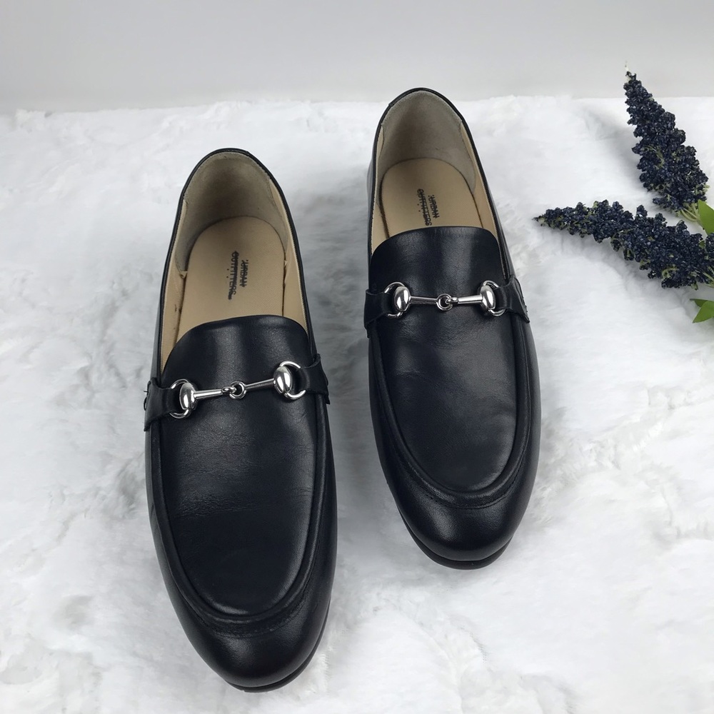 Urban outfitters black leather slide on loafers